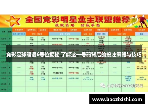 竞彩足球暗语6号位揭秘 了解这一号码背后的投注策略与技巧